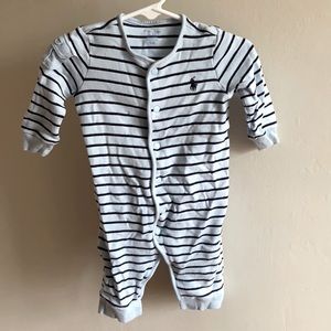Ralph Lauren light blue stripe footless onesie size 6 month